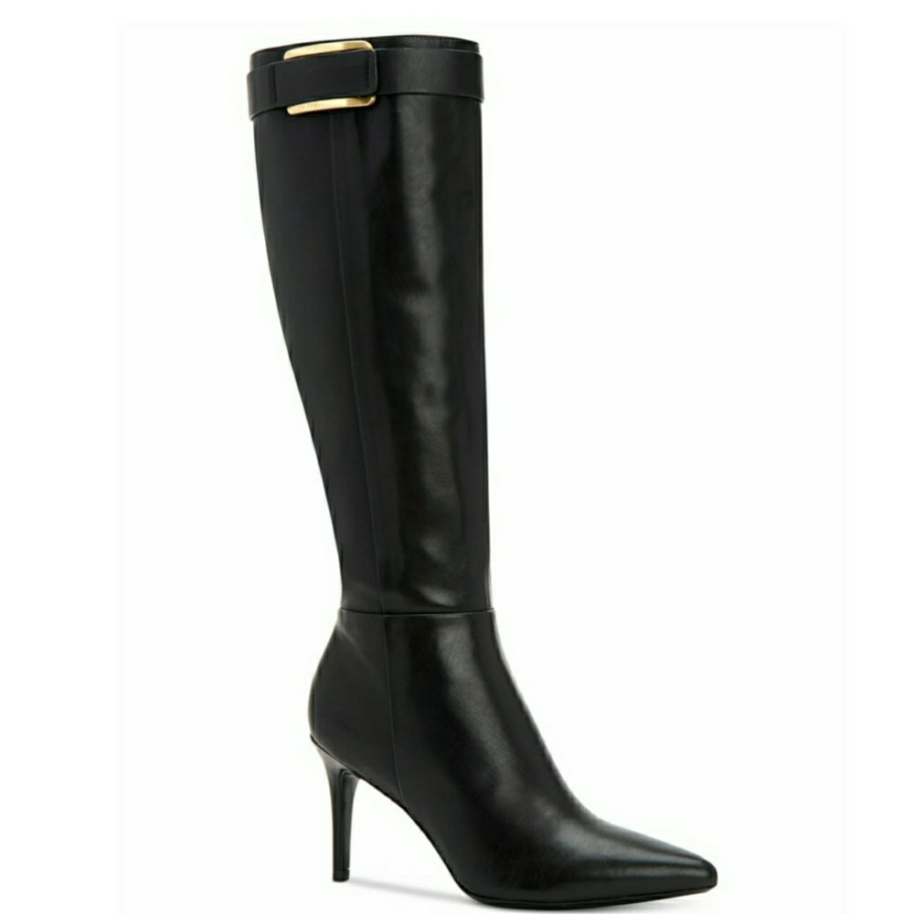 🆕️Calvin Klein Gold Hardware Leather Dress Boots - Picture 2 of 8